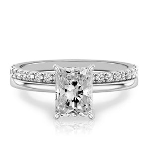 Stunning 1.0- 2.0 CT Radiant Moissanite Engagement Ring with Hidden Halo Design