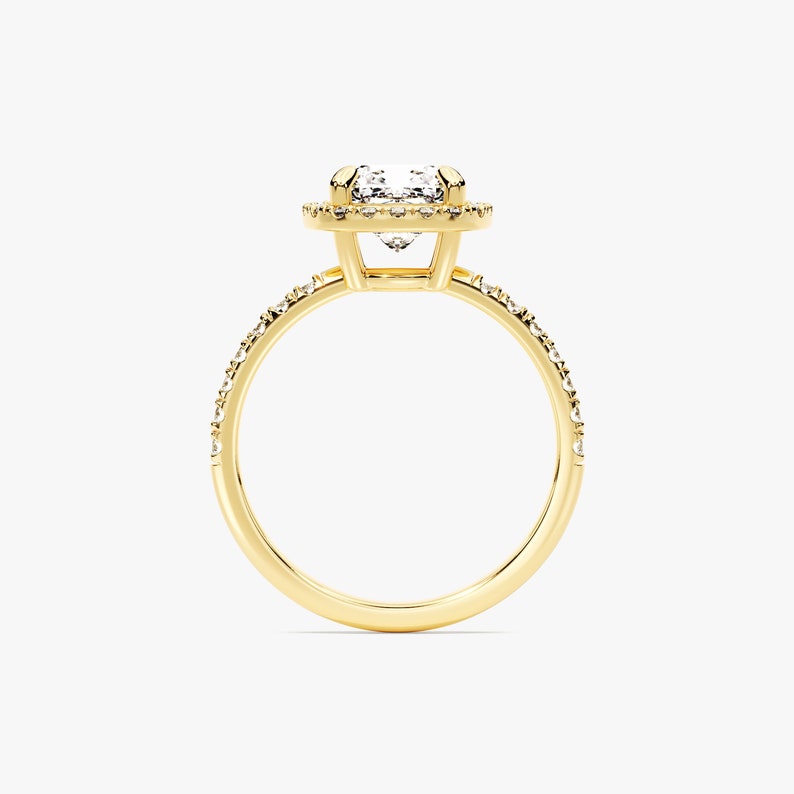 Stunning 1.0-2.0 CT Cushion Moissanite Engagement Ring with Halo & Pave Design 3
