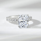 Stunning 3.0 CT Radiant Moissanite Engagement Ring in  Pave Design 4