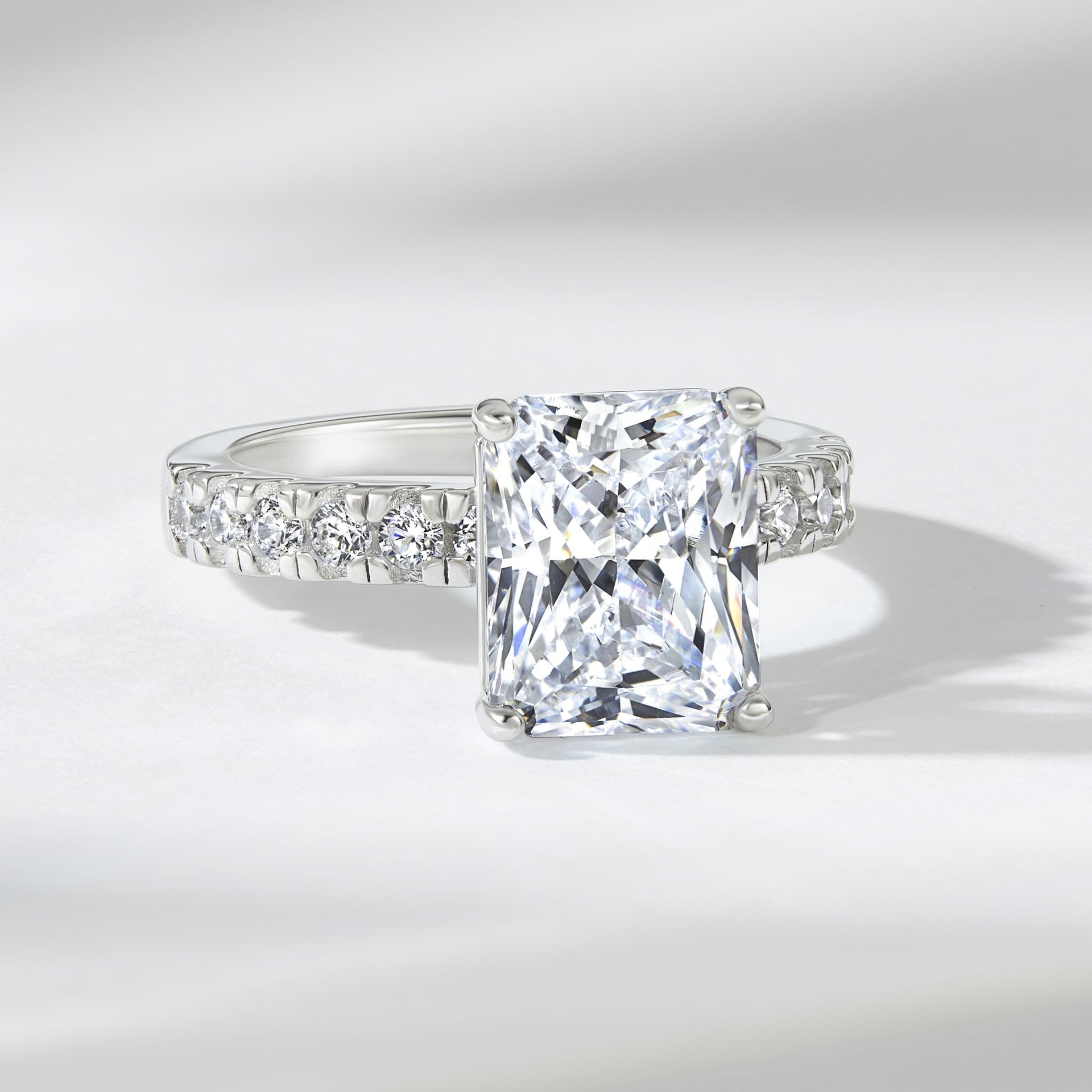 Stunning 3.0 CT Radiant Moissanite Engagement Ring in  Pave Design 4