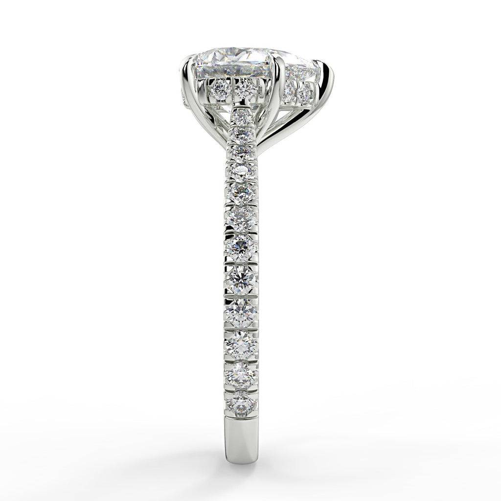 Stunning 0.81 CT Pear Moissanite Engagement Ring with Hidden Halo & Pave Design 7