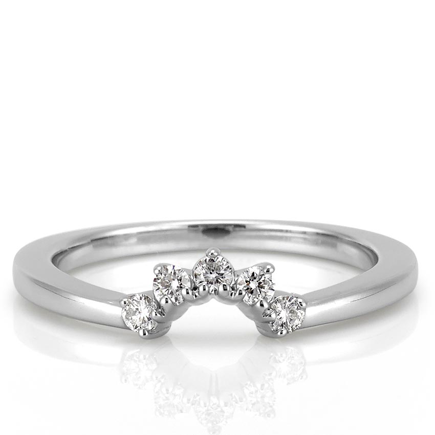 Stunning 0.10 TCW Round Moissanite Stones Curved Wedding Bands 3