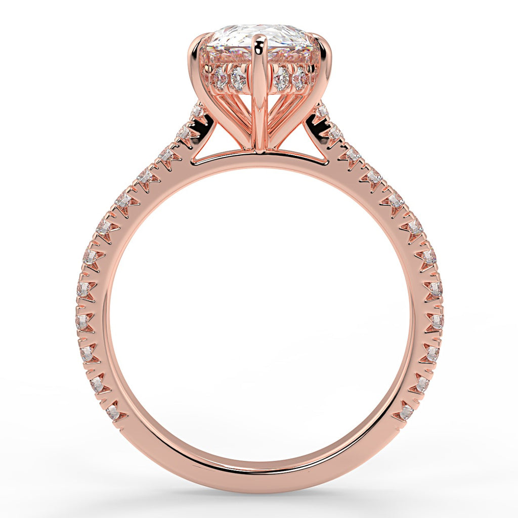 Stunning 0.81 CT Pear Moissanite Engagement Ring with Hidden Halo & Pave Design 9