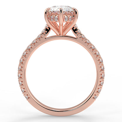Stunning 0.81 CT Pear Moissanite Engagement Ring with Hidden Halo & Pave Design 9