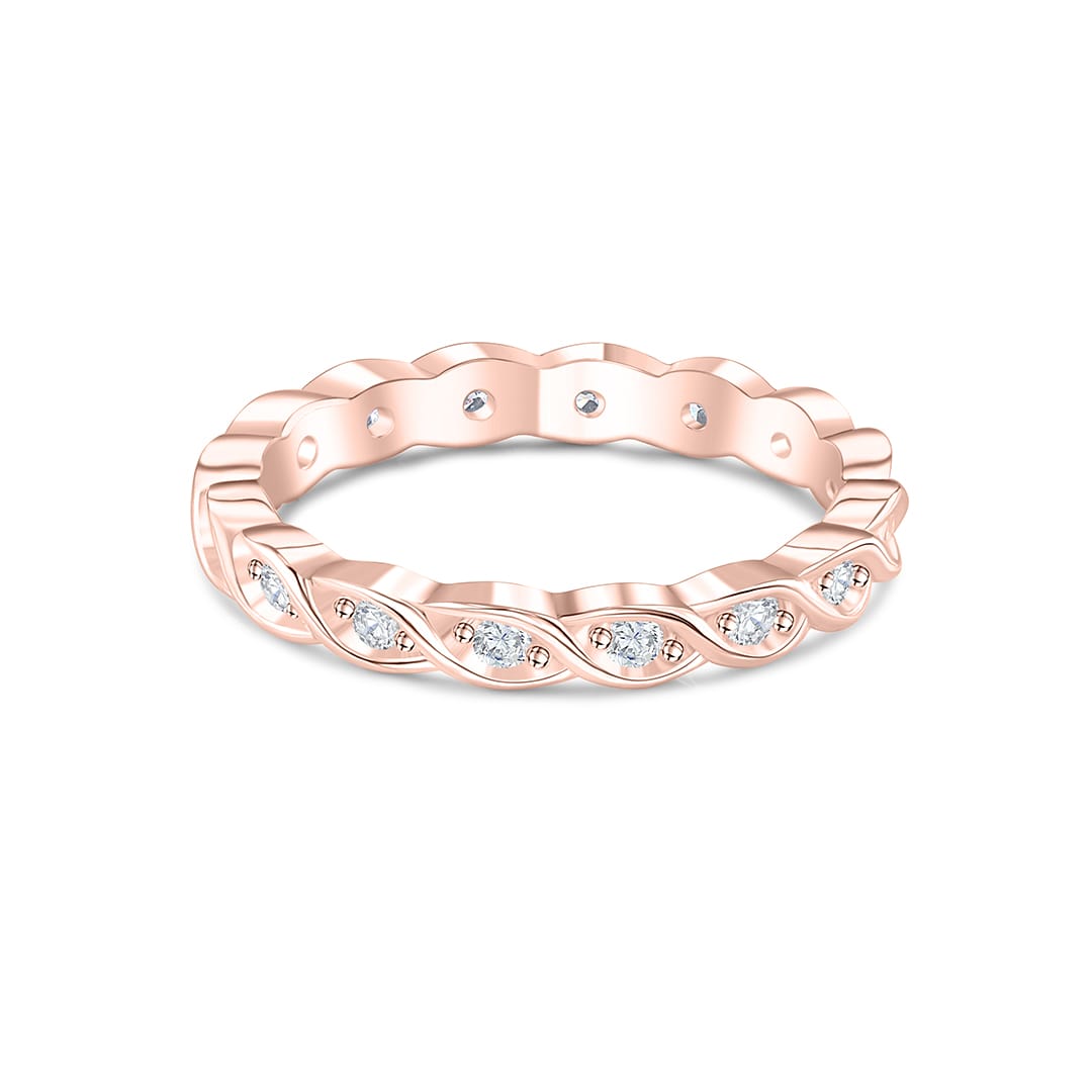 Stunning 0.3 TCW Round Moissanite Stones Twisted Eternity Wedding Band 1