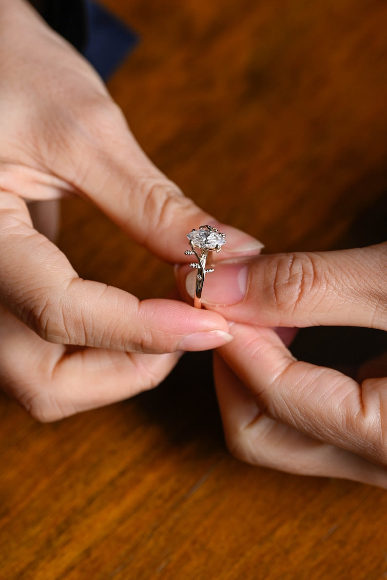 Stunning 1.0 - 2.0 CT Marquise Moissanite Engagement Ring with Solitaire Design 6