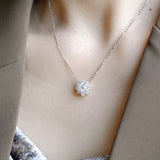 0.50 TCW Round Moissanite Diamond Halo Pendant Necklace in Solid Gold 4