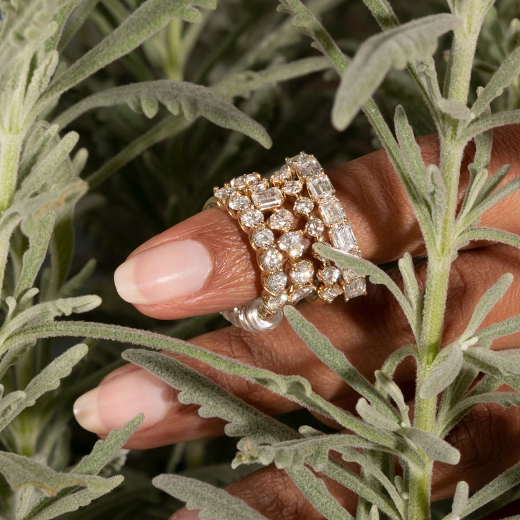 Stunning 1.19 TCW Round  & Heart & Baguette & Pear Moissanite Stones Half Eternity Wedding Band 2