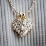 3 CT Round Moissanite Two Halves Wings Silver Pendant for Him 1