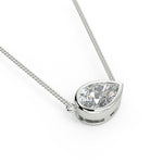 1.0 CT East West Pear Moissanite Diamond Bezel Pendant Necklace in Solid Gold 6