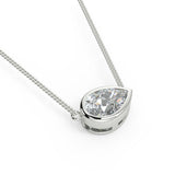 1.0 CT East West Pear Moissanite Diamond Bezel Pendant Necklace in Solid Gold 6