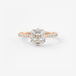 Asscher Hidden Halo Pave Lab Grown Diamond Engagement Ring
