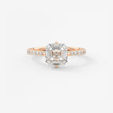 Asscher Hidden Halo Pave Lab Grown Diamond Engagement Ring