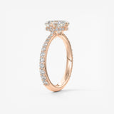 Asscher Hidden Halo Pave Lab Grown Diamond Engagement Ring