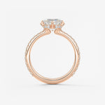 Asscher Hidden Halo Pave Lab Grown Diamond Engagement Ring