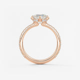 Asscher Hidden Halo Pave Lab Grown Diamond Engagement Ring