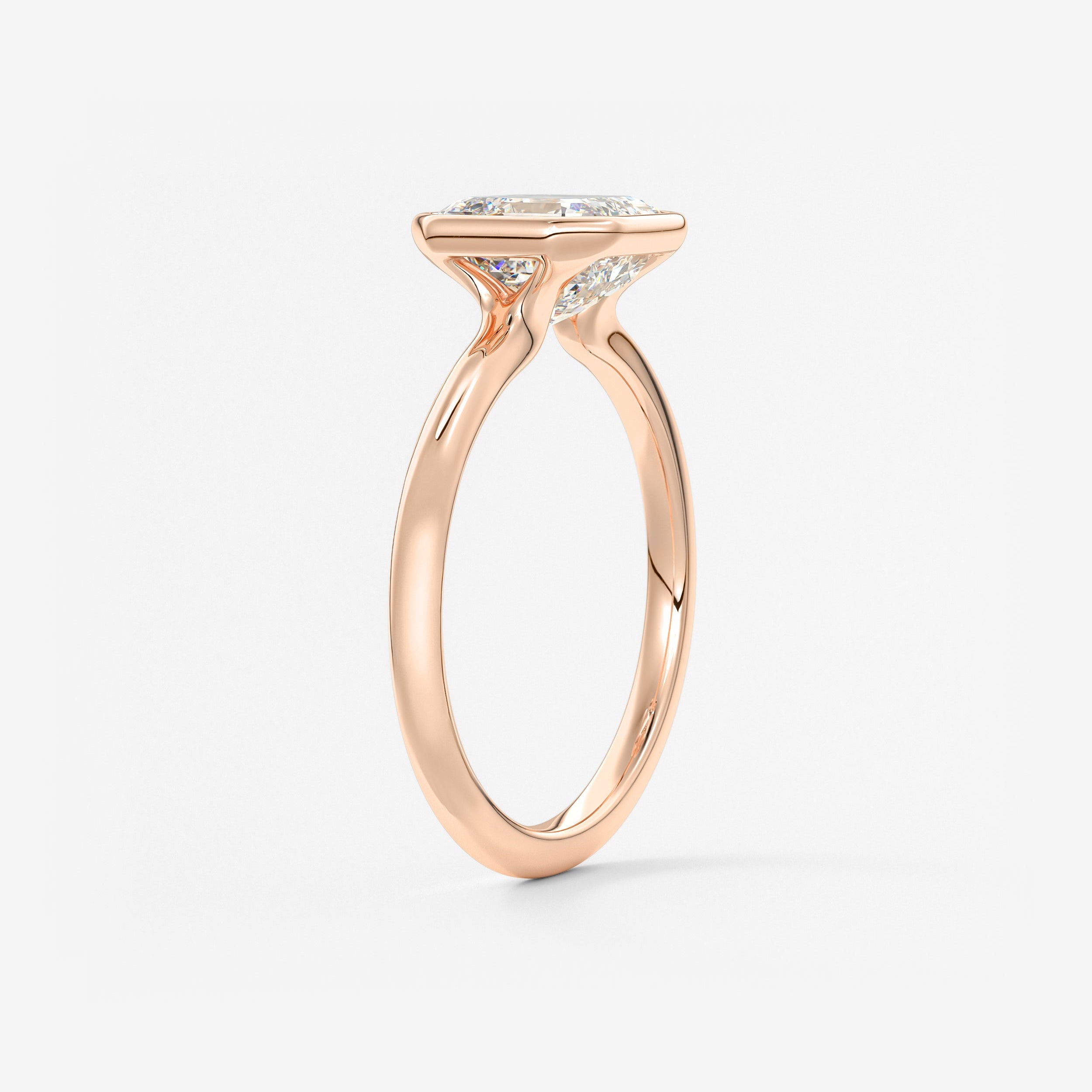 Asscher Bezel Lab Grown Diamond Engagement Ring