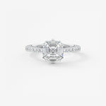 Asscher Hidden Halo Pave Lab Grown Diamond Engagement Ring
