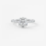 Asscher Hidden Halo Pave Lab Grown Diamond Engagement Ring