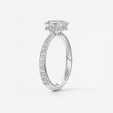 Asscher Hidden Halo Pave Lab Grown Diamond Engagement Ring
