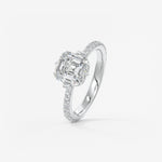 Asscher Hidden Halo Pave Lab Grown Diamond Engagement Ring