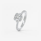 Asscher Hidden Halo Pave Lab Grown Diamond Engagement Ring