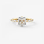 Asscher Hidden Halo Pave Lab Grown Diamond Engagement Ring