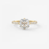 Asscher Hidden Halo Pave Lab Grown Diamond Engagement Ring
