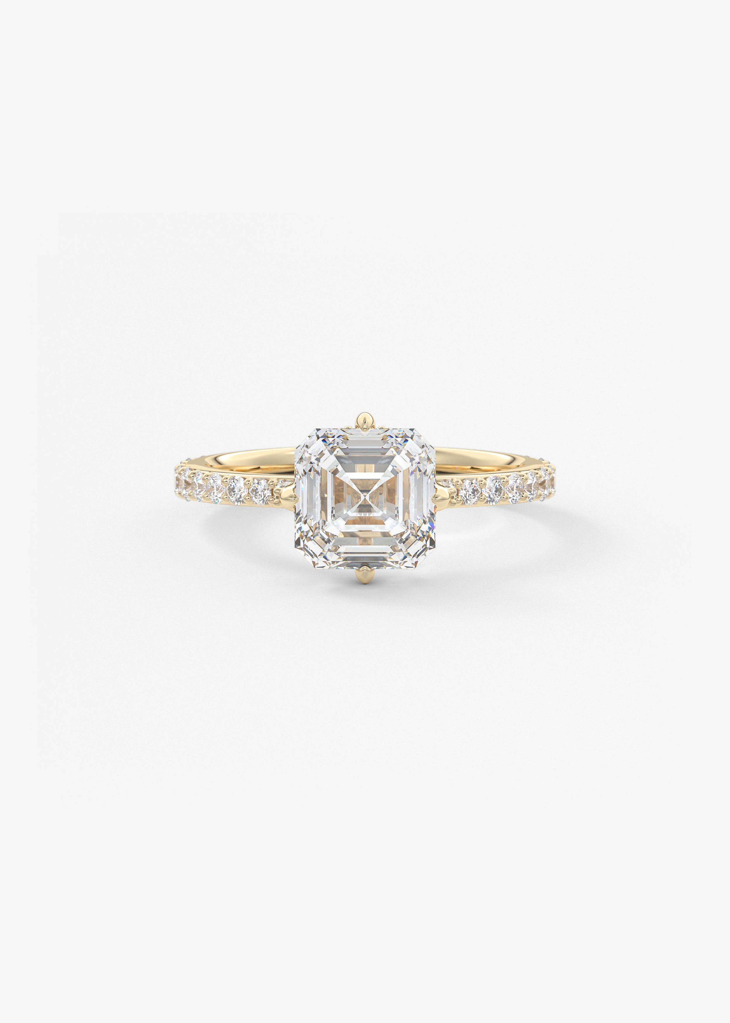 Asscher Hidden Halo Pave Lab Grown Diamond Engagement Ring
