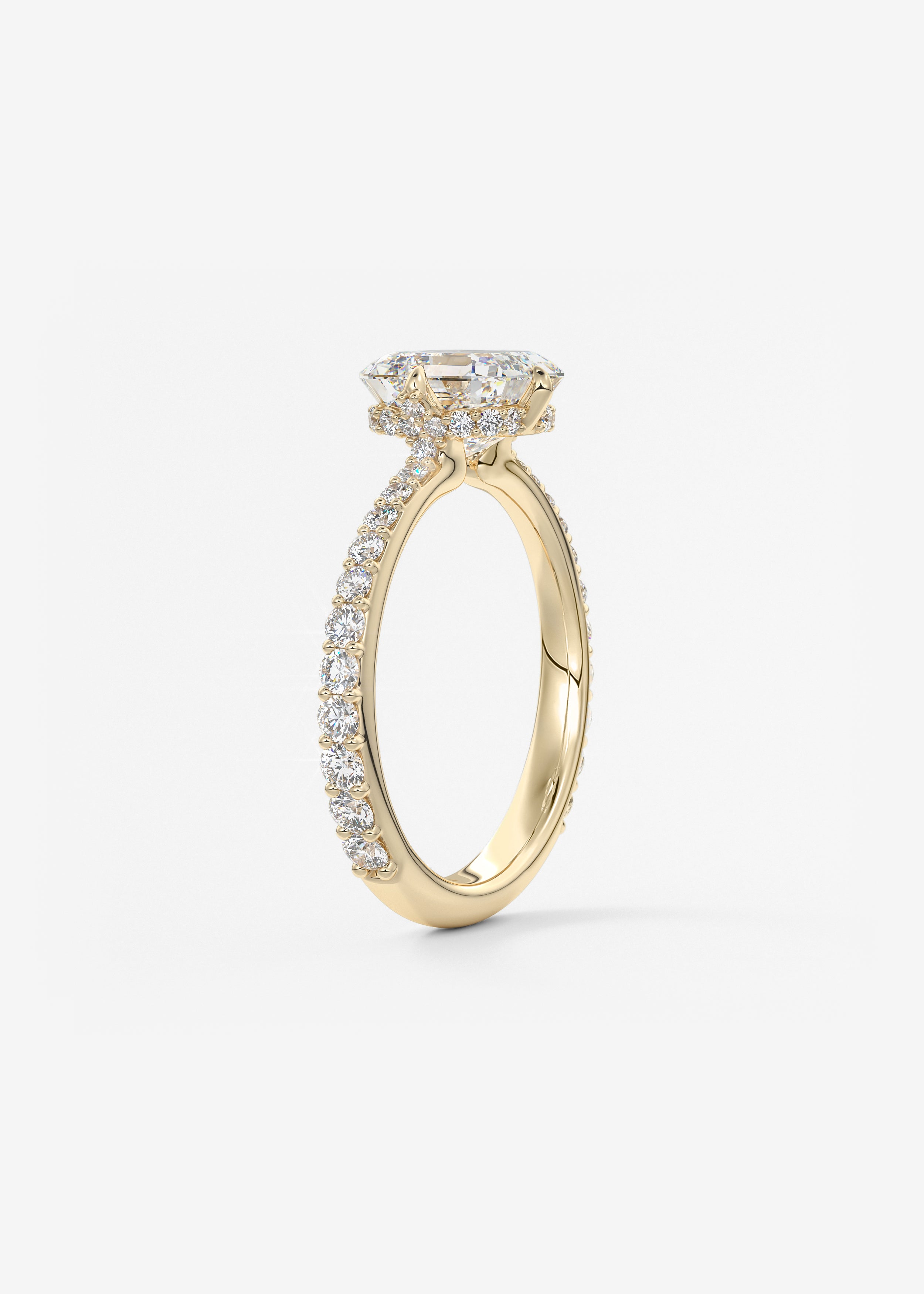 Asscher Hidden Halo Pave Lab Grown Diamond Engagement Ring