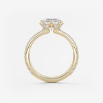 Asscher Hidden Halo Pave Lab Grown Diamond Engagement Ring