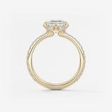 Asscher Hidden Halo Pave Lab Grown Diamond Engagement Ring