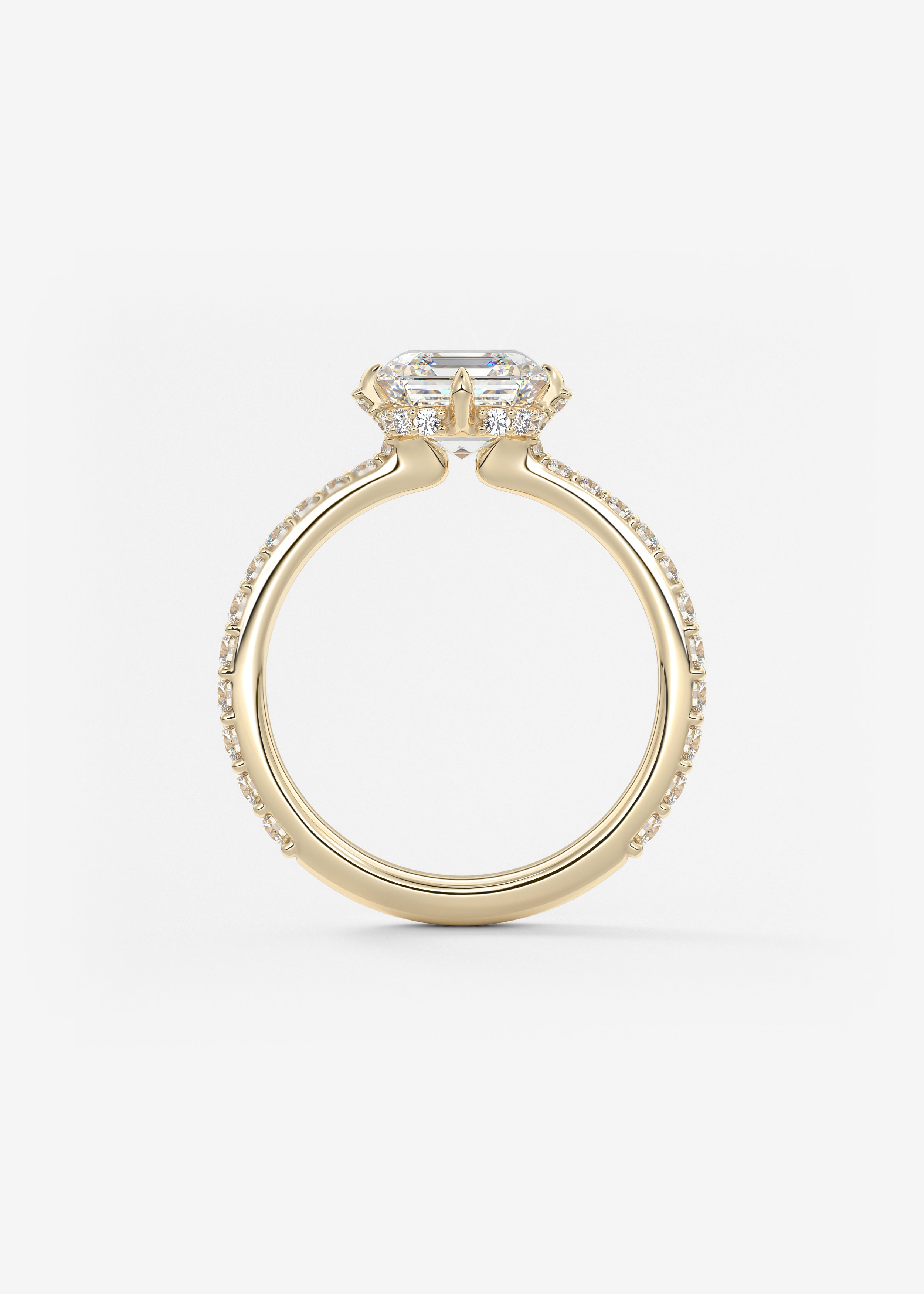 Asscher Hidden Halo Pave Lab Grown Diamond Engagement Ring