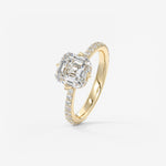 Asscher Hidden Halo Pave Lab Grown Diamond Engagement Ring