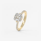 Asscher Hidden Halo Pave Lab Grown Diamond Engagement Ring