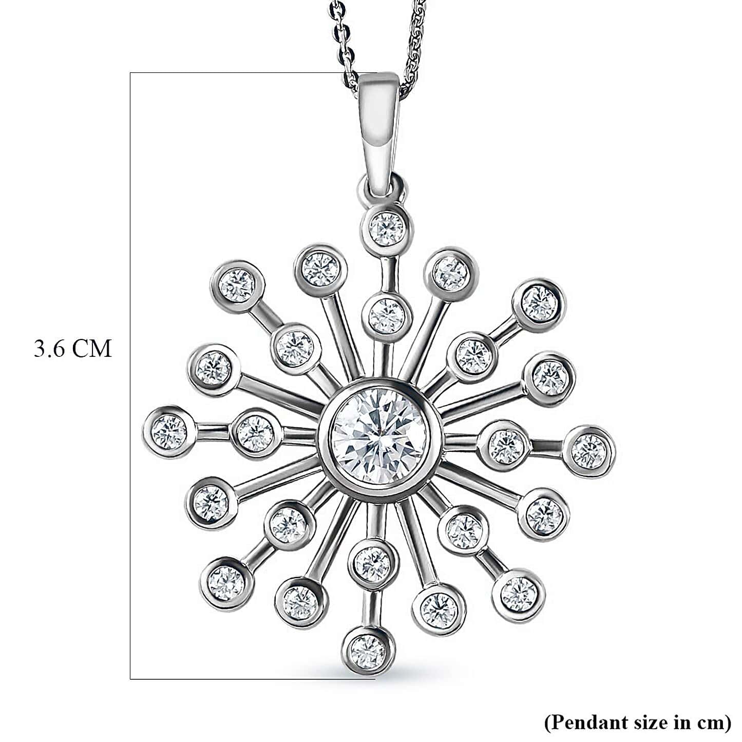 Round Cut Cubic Zirconia in 925 Sterling Silver Necklace 7