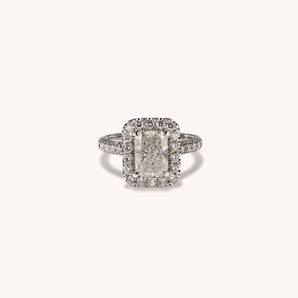 Stunning 2.05 CT Radiant Moissanite Engagement Ring with Halo & Pave Design