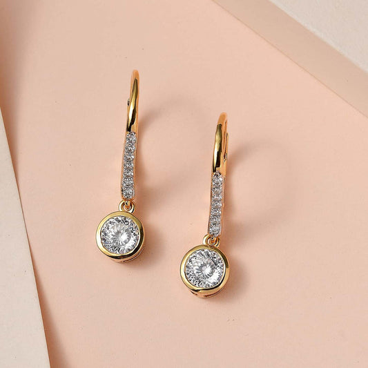 Round Cut Cubic Zirconia in 925 Sterling Silver Earrings 2