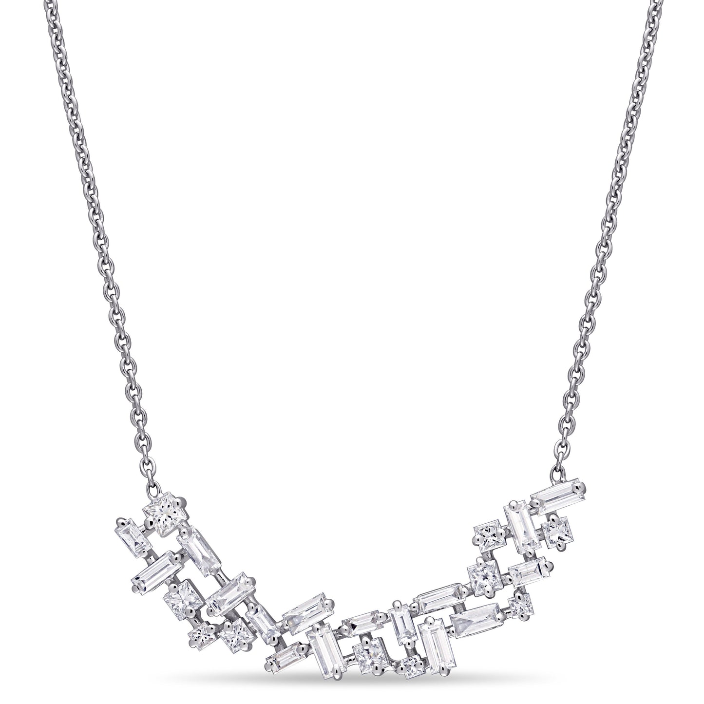 Round Cut Cubic Zirconia in 925 Sterling Silver Necklace 12