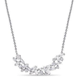 Round Cut Cubic Zirconia in 925 Sterling Silver Necklace