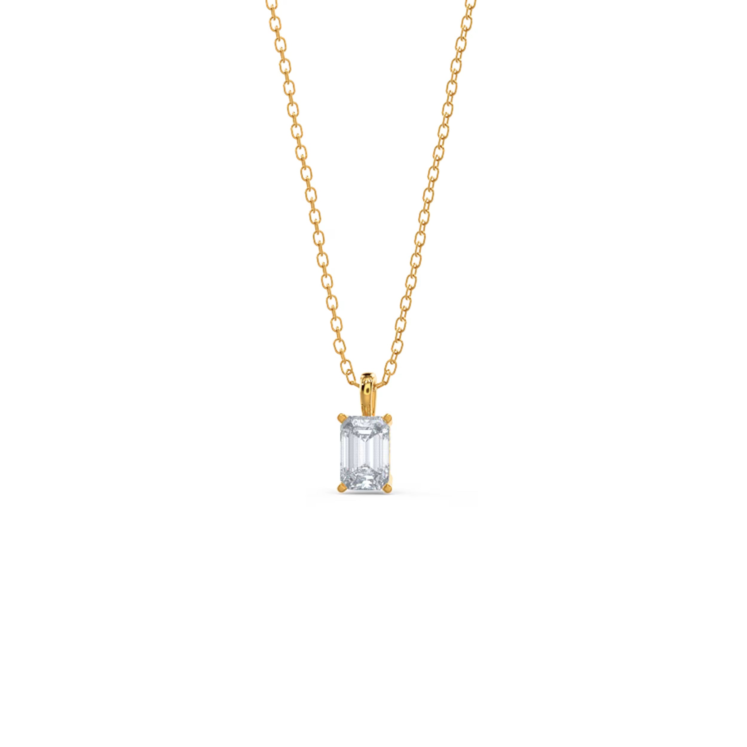 1.0 CT Emerald Cut Moissanite Diamond Solitaire Pendant Necklace in Solid Gold 5