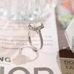 3.0 CT Radiant Shaped Moissanite Engagement Ring With Cluster Pave Accents 2