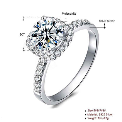 Round Cut Halo And Pave Style Cubic Zirconia in 925 Sterling Silver Ring 5