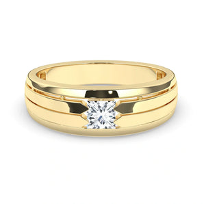 Delicate 0.50 CT Moissanite Flush Men's Wedding Band with Princess Cut Stones in Solid Gold