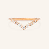Stunning 0.20 CT Round & Marquise Moissanite Stones Curved Wedding Bands 4
