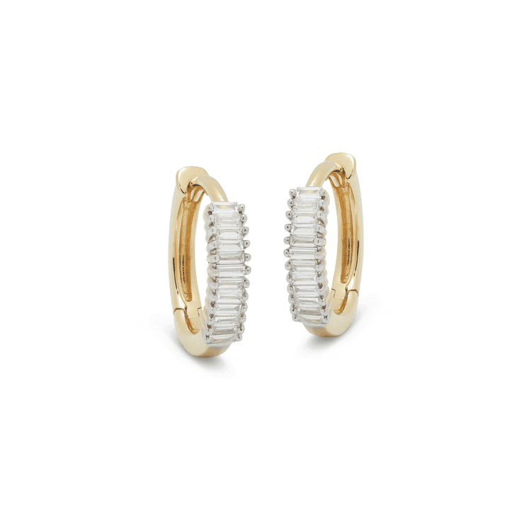 1.0 TCW Baguette Cut Moissanite Huggies Earrings in Gold 5
