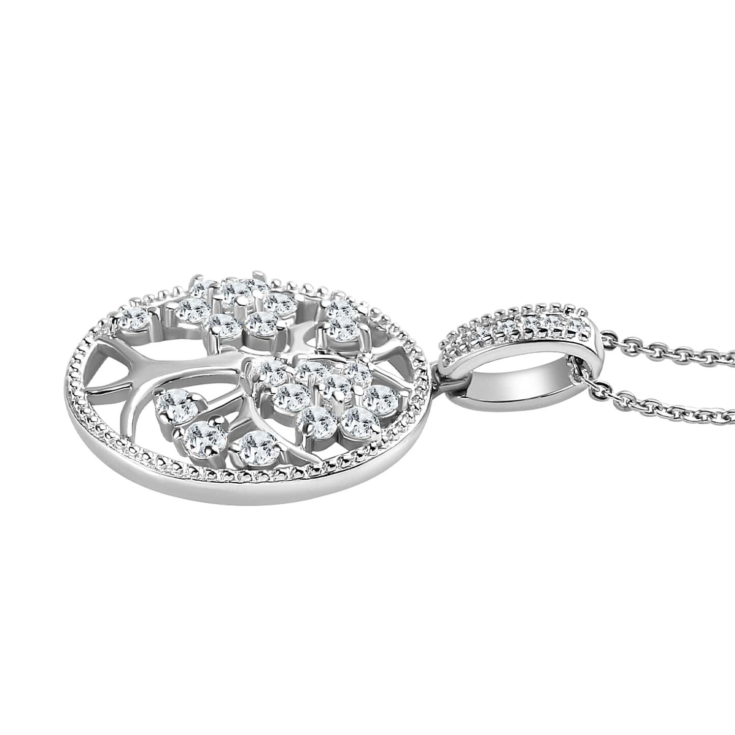 Round Cut Cubic Zirconia in 925 Sterling Silver Necklace 4