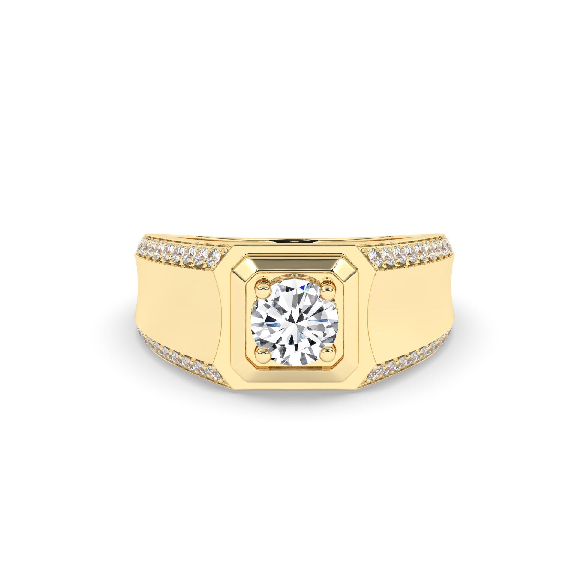 Delicate 0.50 CT Moissanite Men's Wedding Band with Round Cut Stones in Solid Gold 1