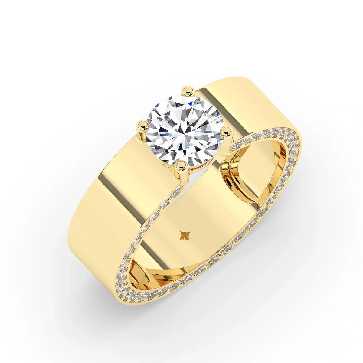 Stunning 1.0 CT Round Moissanite Men's Wedding Band with Solitaire & Hidden Diamond Design 1