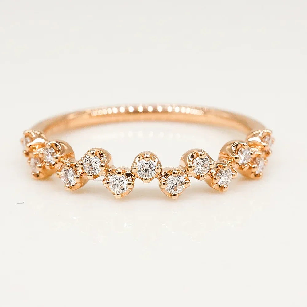 Stunning 0.20 CT Round Cut Moissanite Stones Cluster Wedding Bands 3